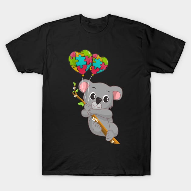 Climbing Koala Autism Awareness Heart Puzzle T-Shirt by TheBeardComic